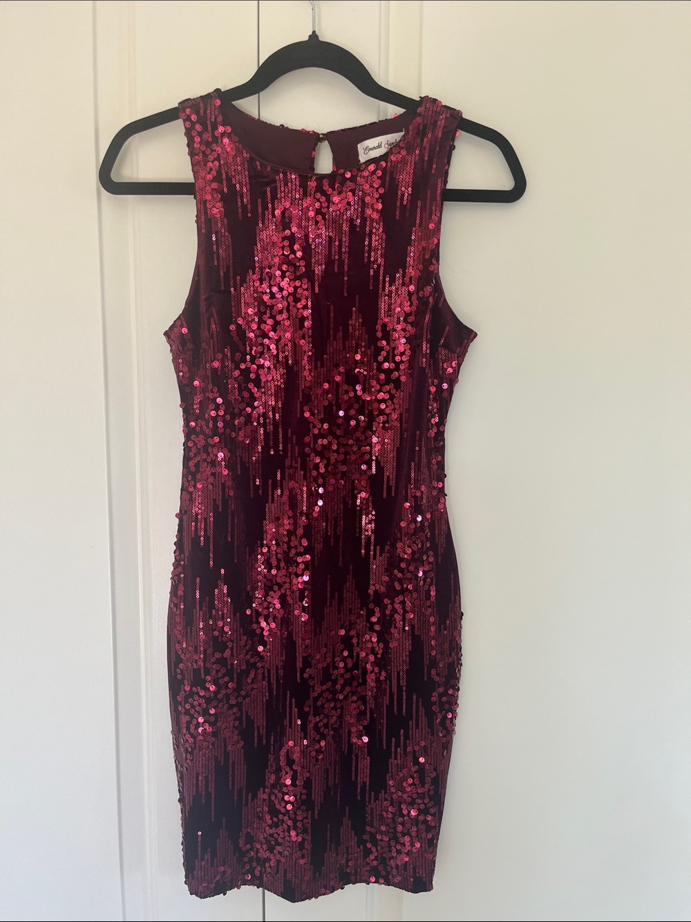Emerald Sundae Burgundy Sequin Velvet Mini Dress